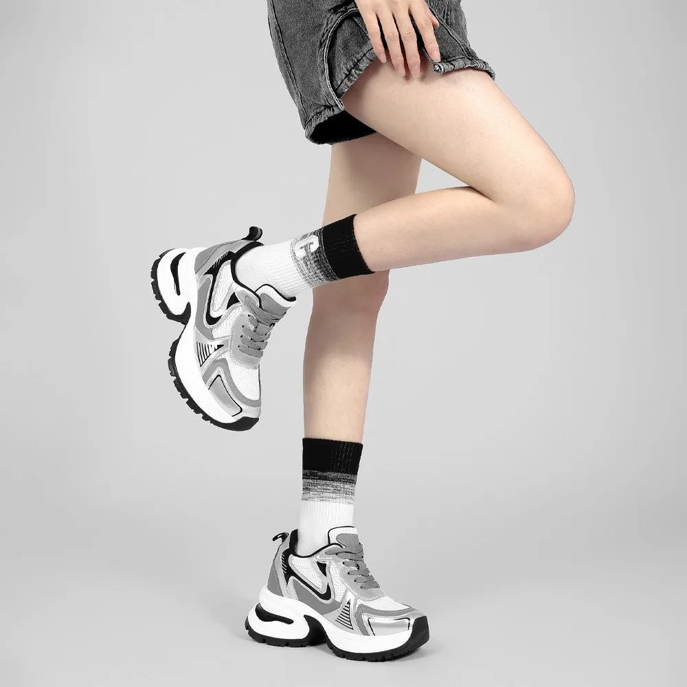 10CM/3.94 Inches CMR CHAMARIPA Women’s Silver Chunky Sneakers