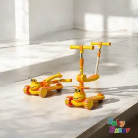 3-Wheel Foldable Kids Scooter with LED Light-Up Wheels, Dual Handles, and Fun Cartoon Design