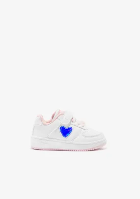 Baby's White Heart With Lights Sneakers