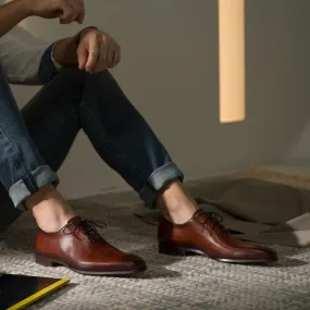 Brown Leather Darius Whole Cut Lace Up Oxfords - SS23