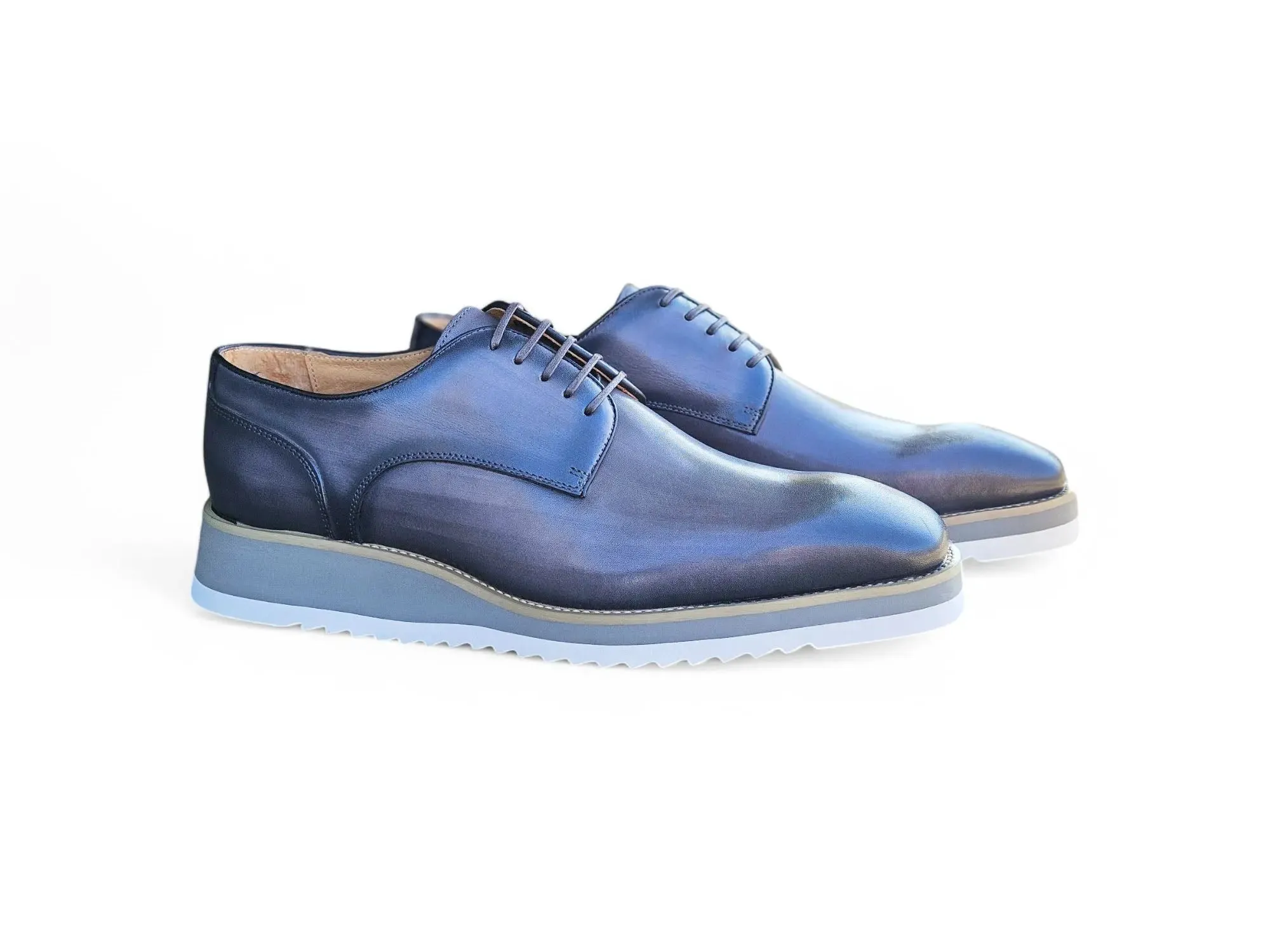 Burnished Lace-up Leather Derby