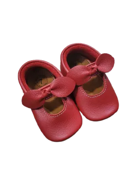 Christmas Red Scalloped Bow Moccasin
