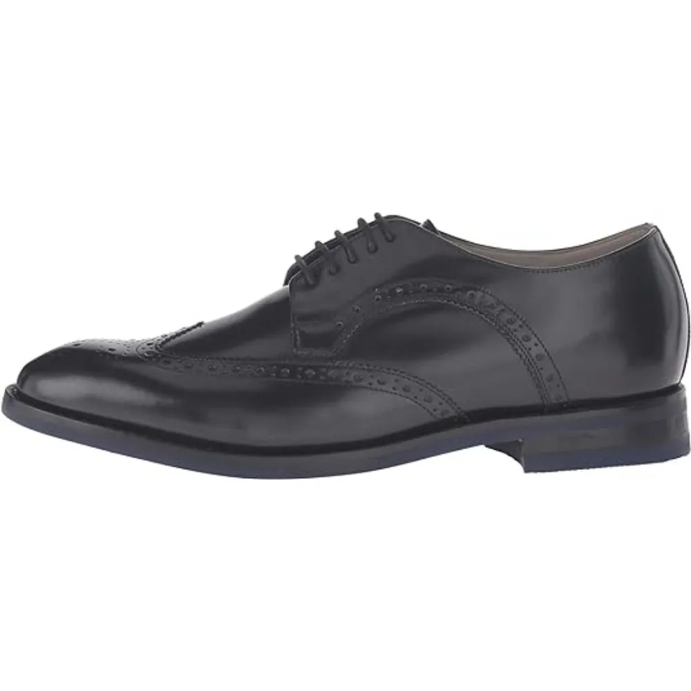 Clarks Men Swinley Limit Black Leather Oxfords