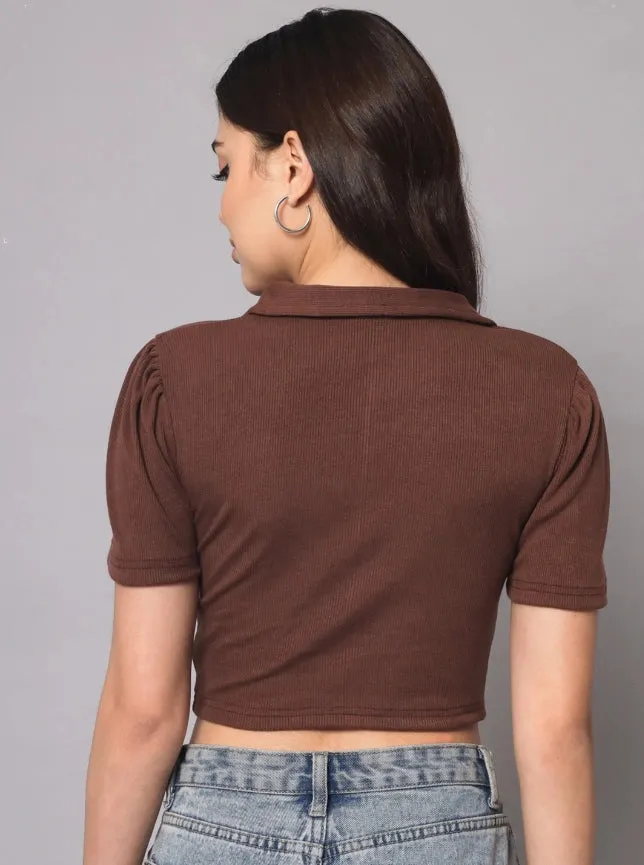 Collared Tie-Dye Crop Top