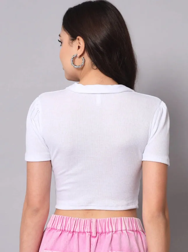 Collared Tie-Dye Crop Top