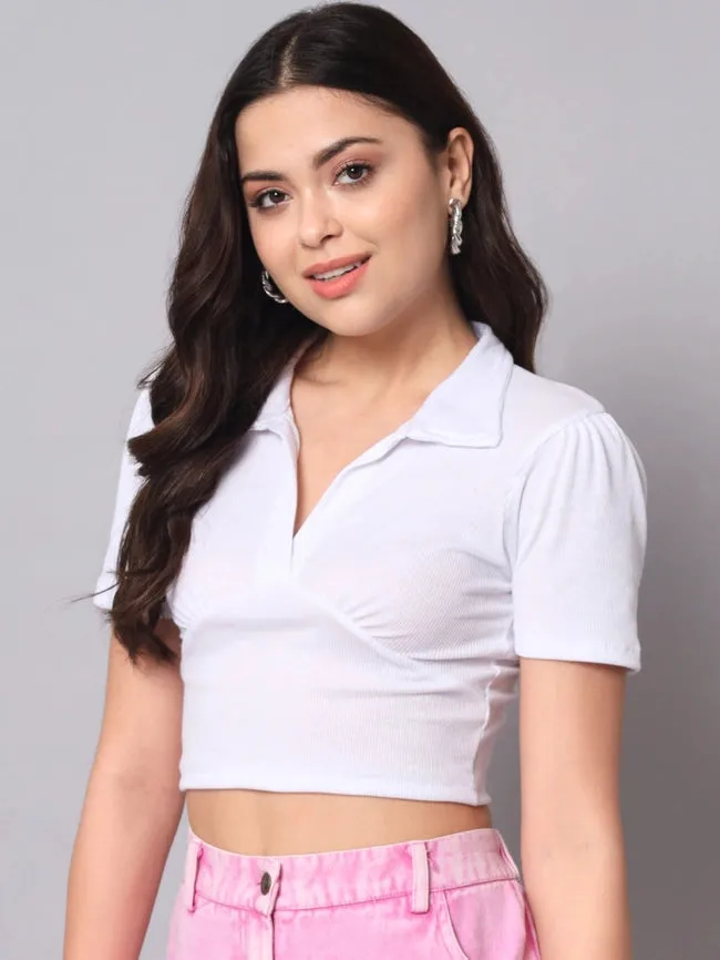Collared Tie-Dye Crop Top