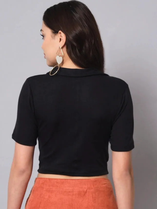 Collared Tie-Dye Crop Top