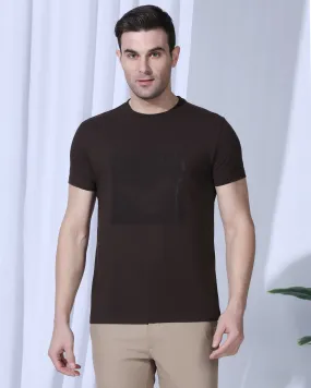 Crew Neck Brown Printed T-Shirt - Badger