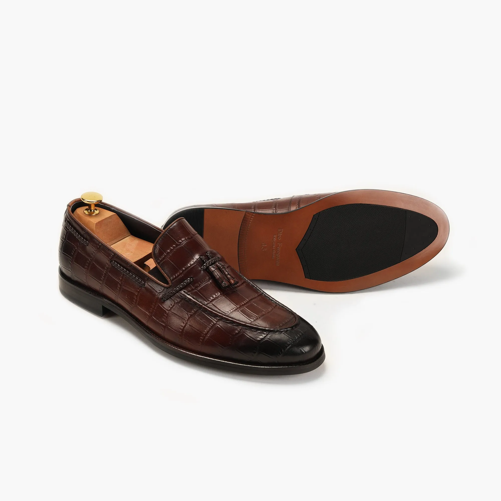Croc Effect Tassle Moccasins