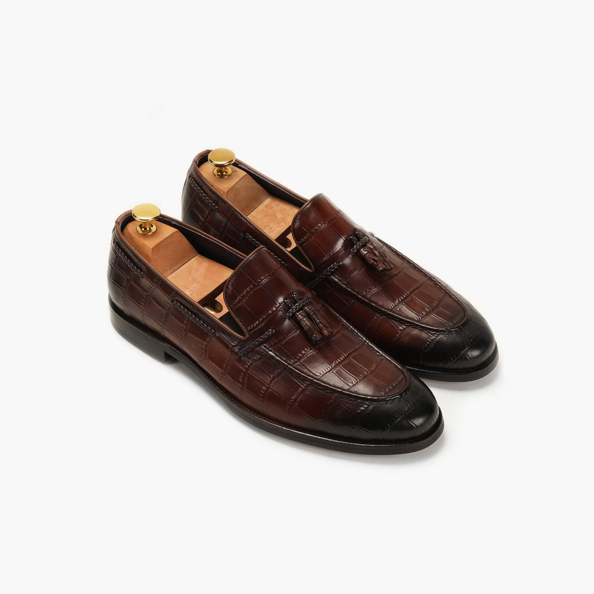 Croc Effect Tassle Moccasins