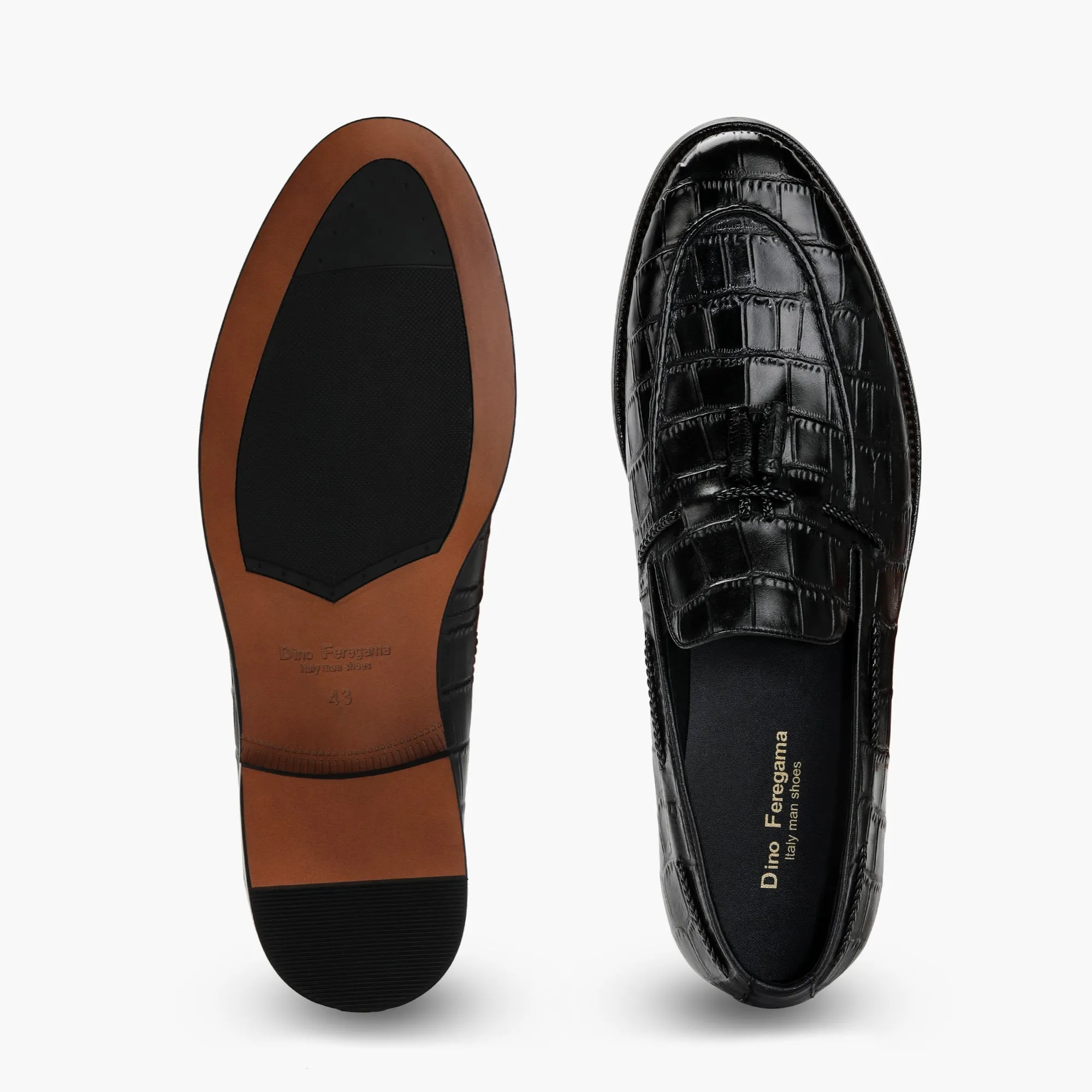 Croc Effect Tassle Moccasins