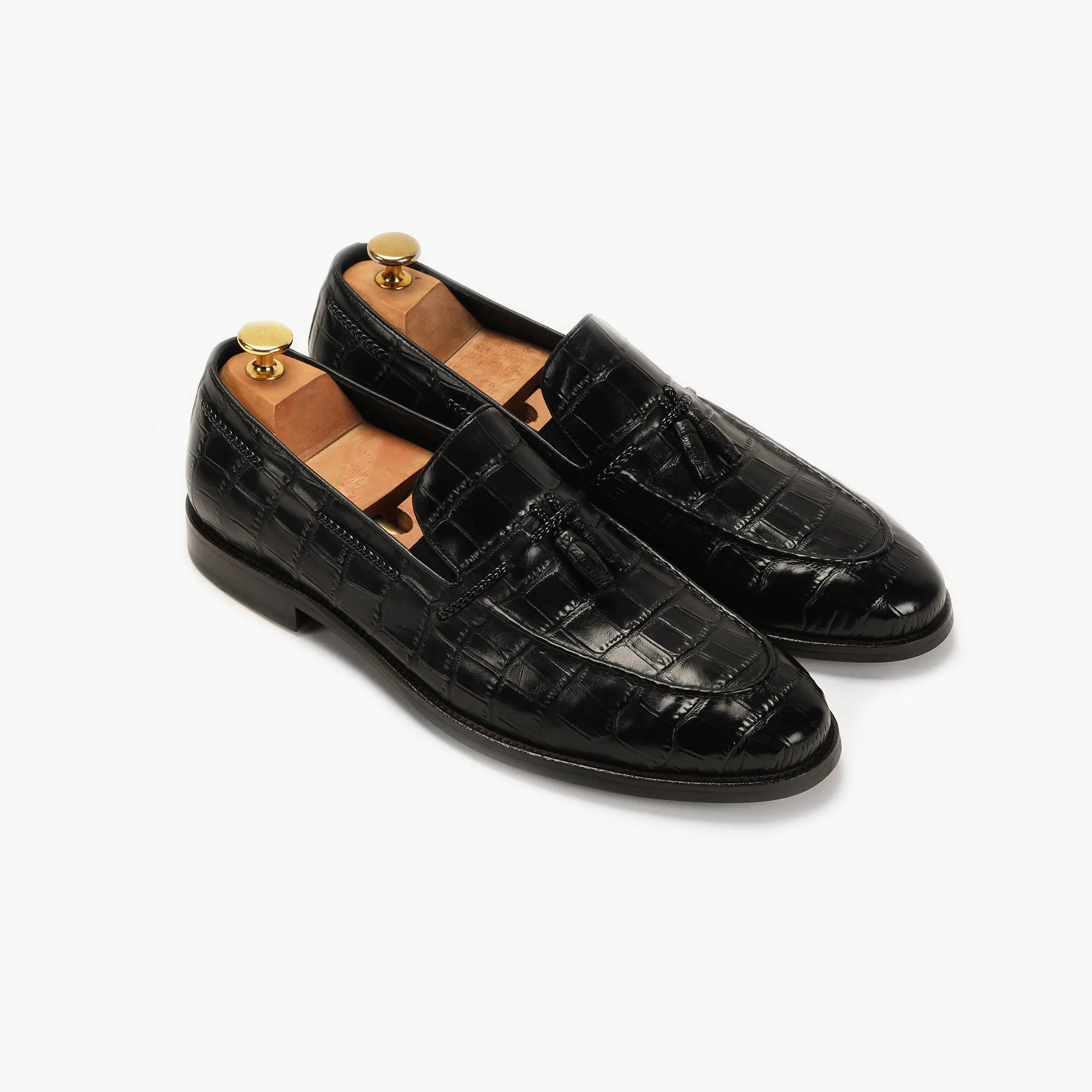 Croc Effect Tassle Moccasins
