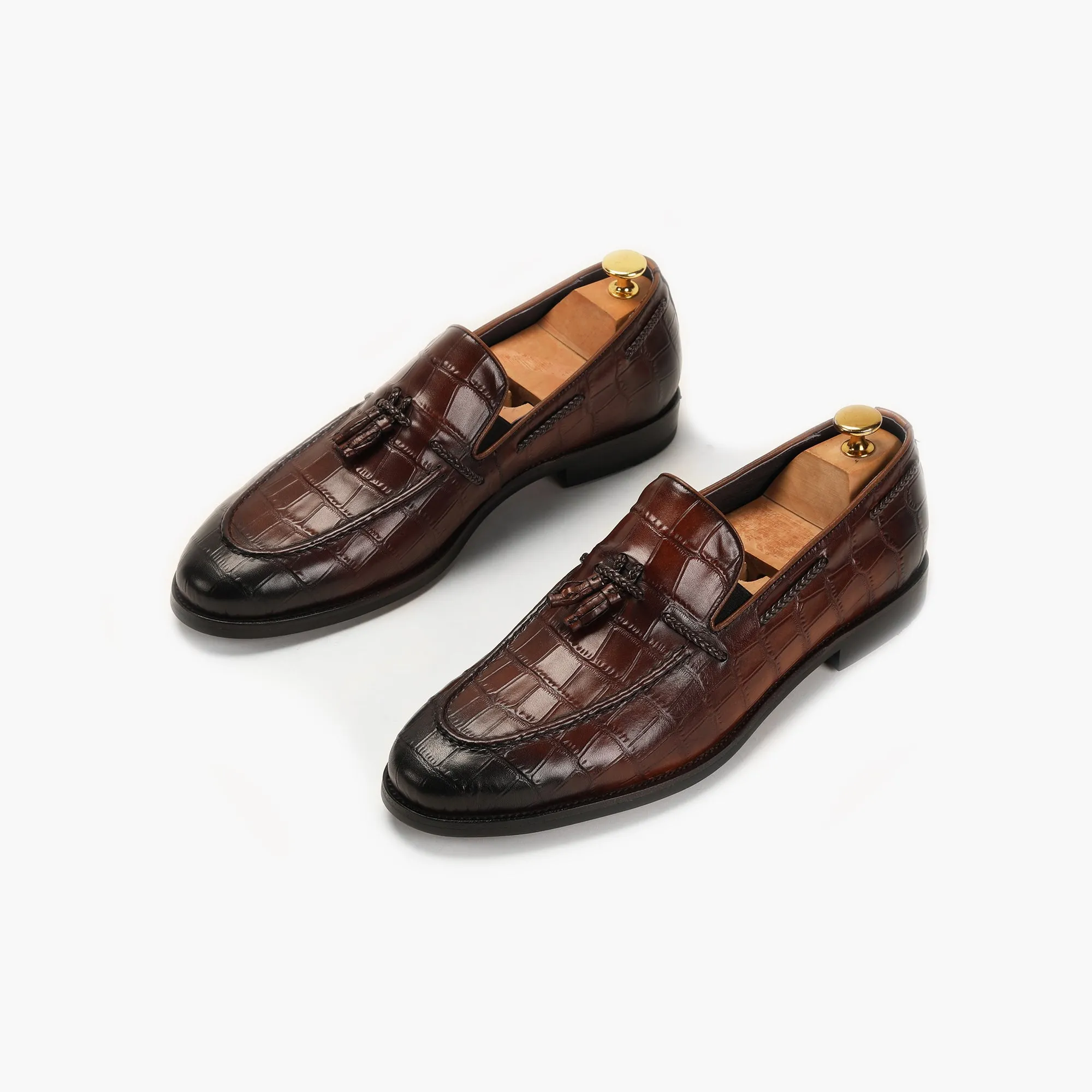 Croc Effect Tassle Moccasins
