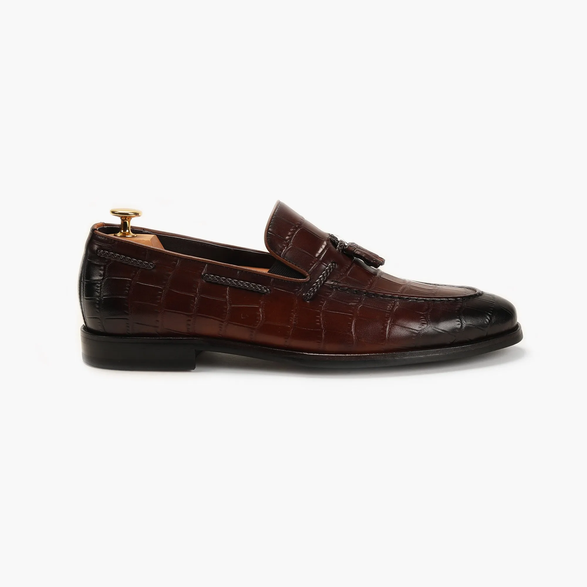 Croc Effect Tassle Moccasins