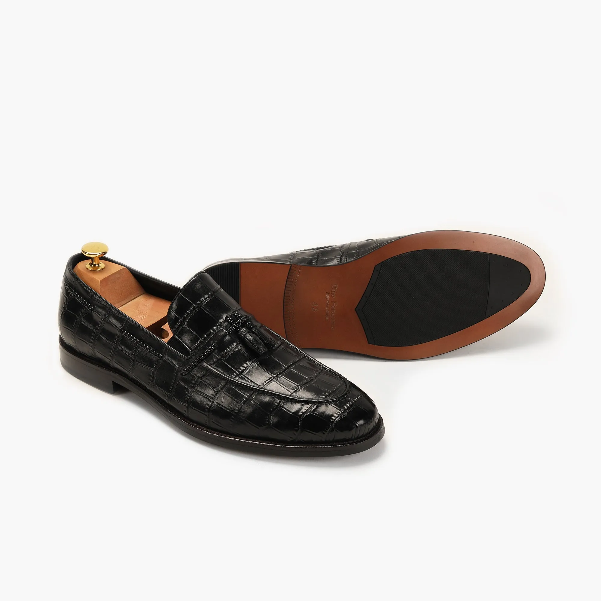Croc Effect Tassle Moccasins