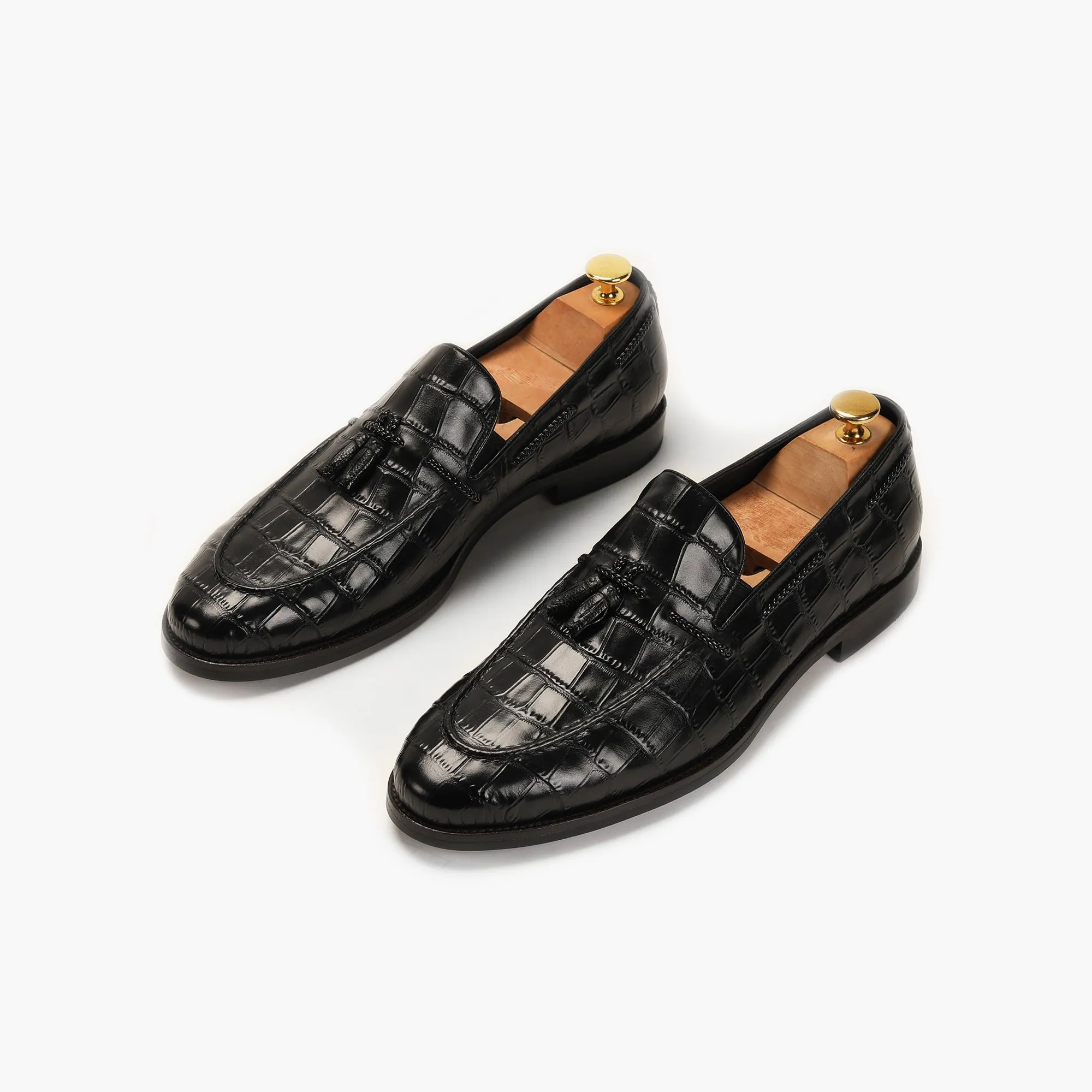 Croc Effect Tassle Moccasins