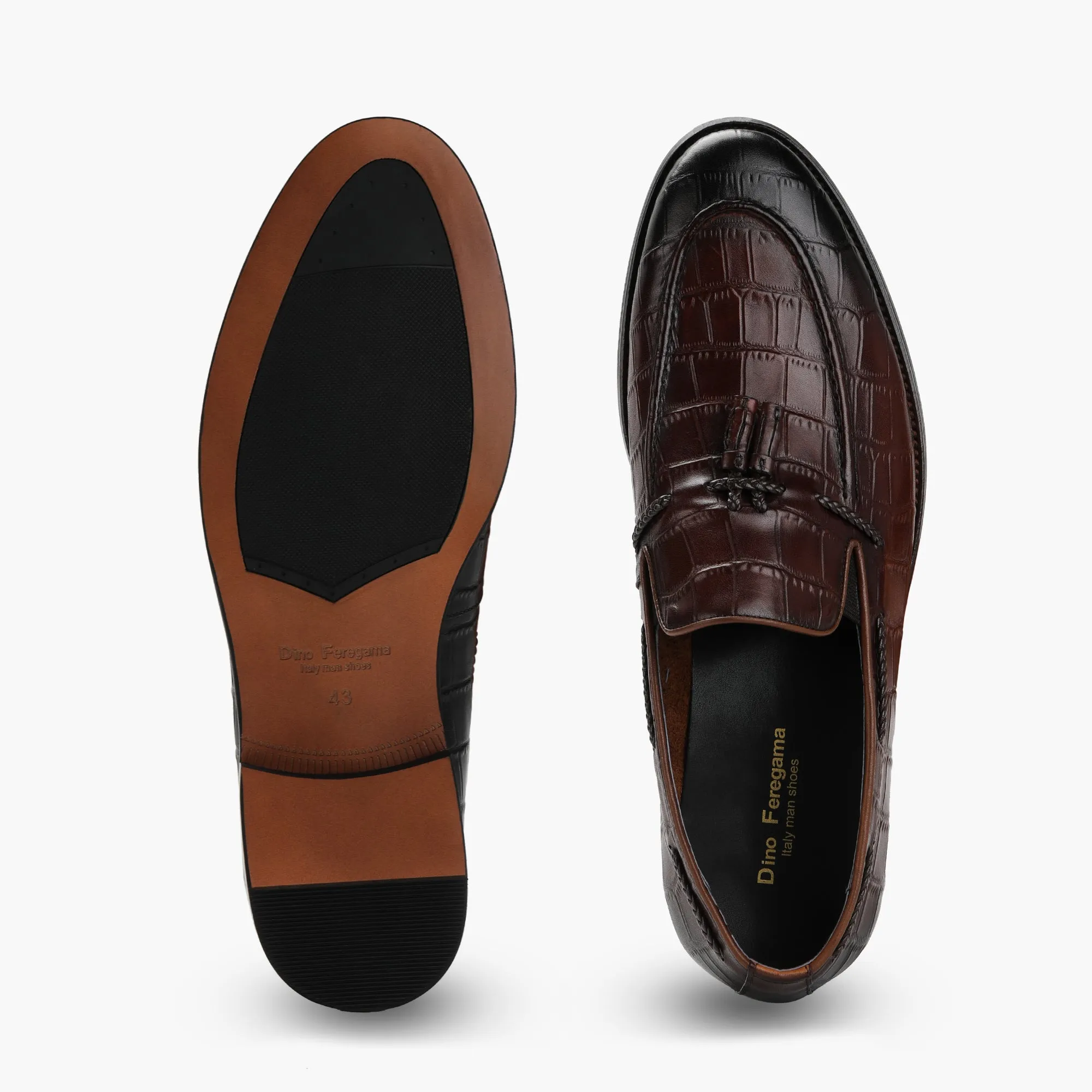 Croc Effect Tassle Moccasins