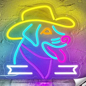 Cute Bright Colorful Cowboy Puppy Dog LED Night Light Room Wall Decoration