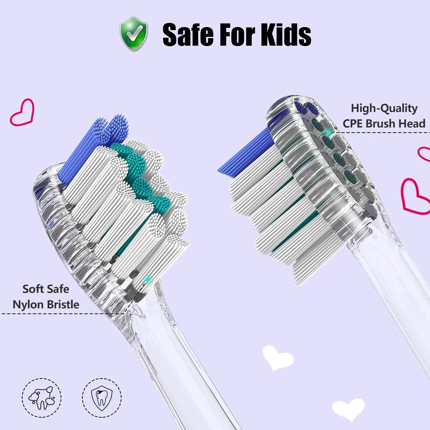 DADA-TECH Kids Electric Toothbrush Green with Replacement Heads (DT-K6)