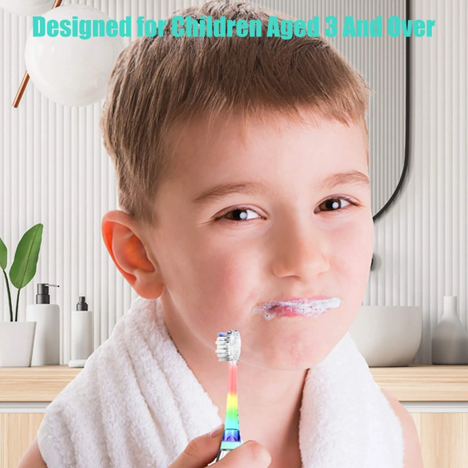 DADA-TECH Kids Electric Toothbrush Green with Replacement Heads (DT-K6)