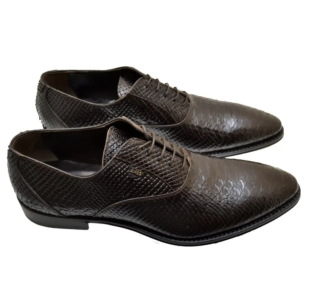Dino Bigioni Men's Shoes 10755 Brown Leather Print Python Formal Dress Lace up Shoes size 45