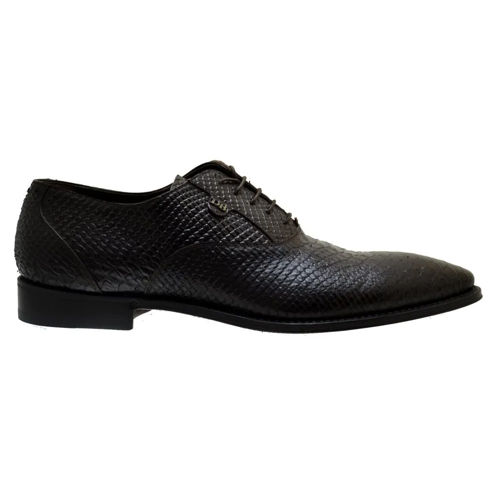 Dino Bigioni Men's Shoes 10755 Brown Leather Print Python Formal Dress Lace up Shoes size 45