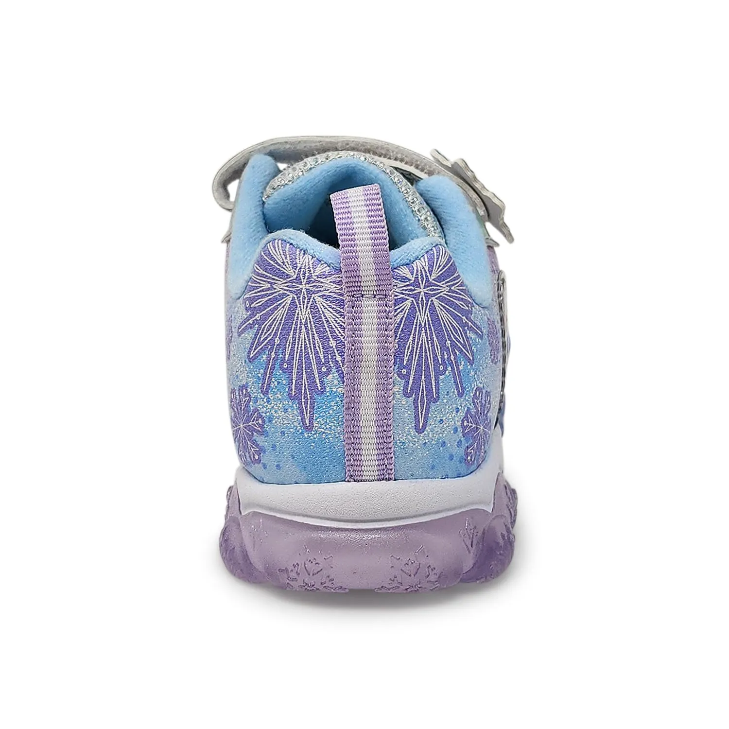 Disney Frozen Girl's Lighted Athletic Sneaker Elsa and Anna Light Up Shoes Children W/Adjustable Strap Silver/Blue
