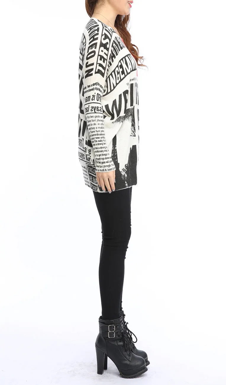 ❤ellazhu Women Fashion Painting Crew Neck Pullover Sweater OneSize GY269