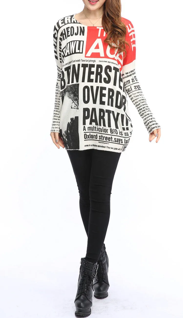 ❤ellazhu Women Fashion Painting Crew Neck Pullover Sweater OneSize GY269