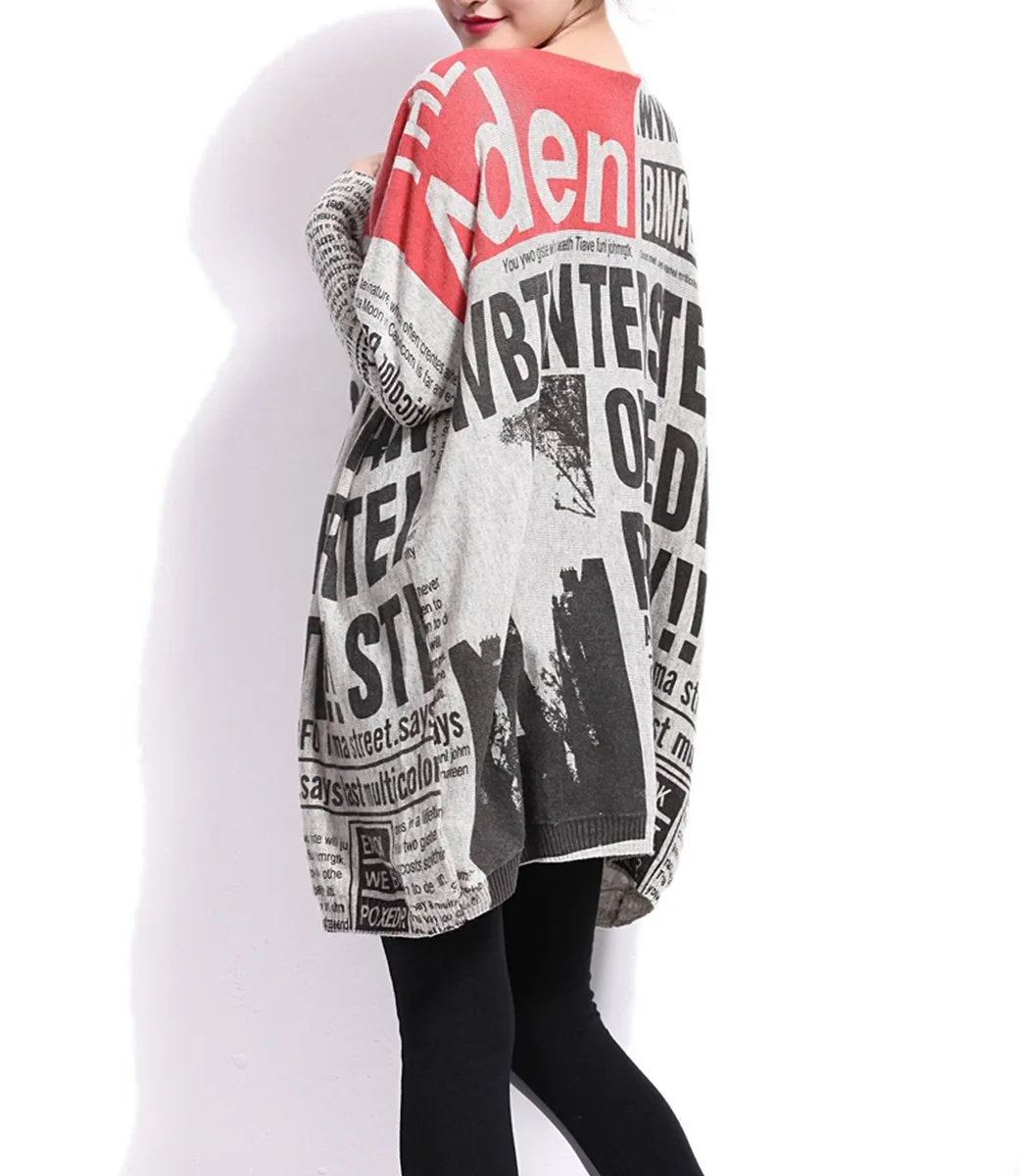❤ellazhu Women Fashion Painting Crew Neck Pullover Sweater OneSize GY269