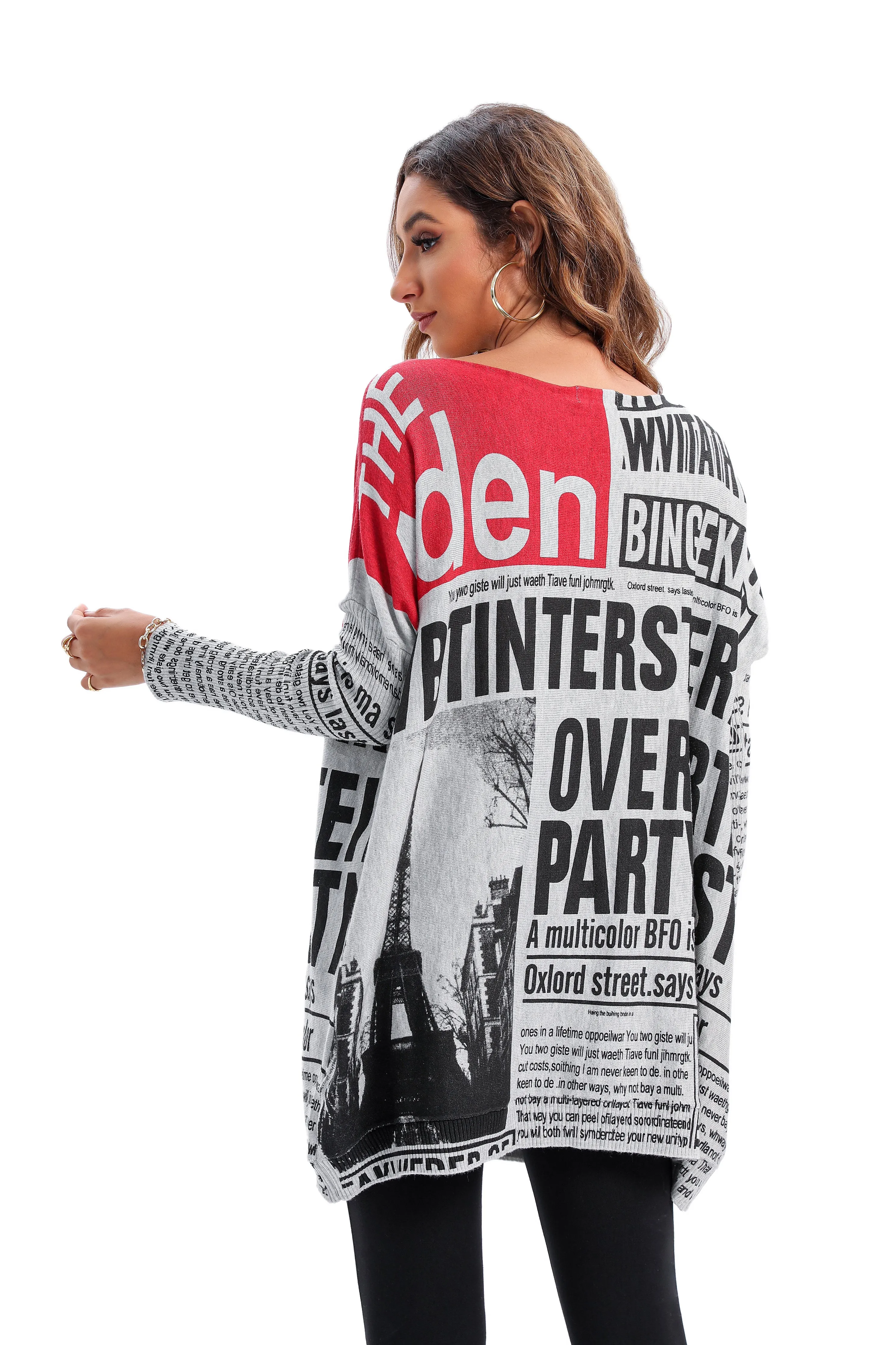❤ellazhu Women Fashion Painting Crew Neck Pullover Sweater OneSize GY269