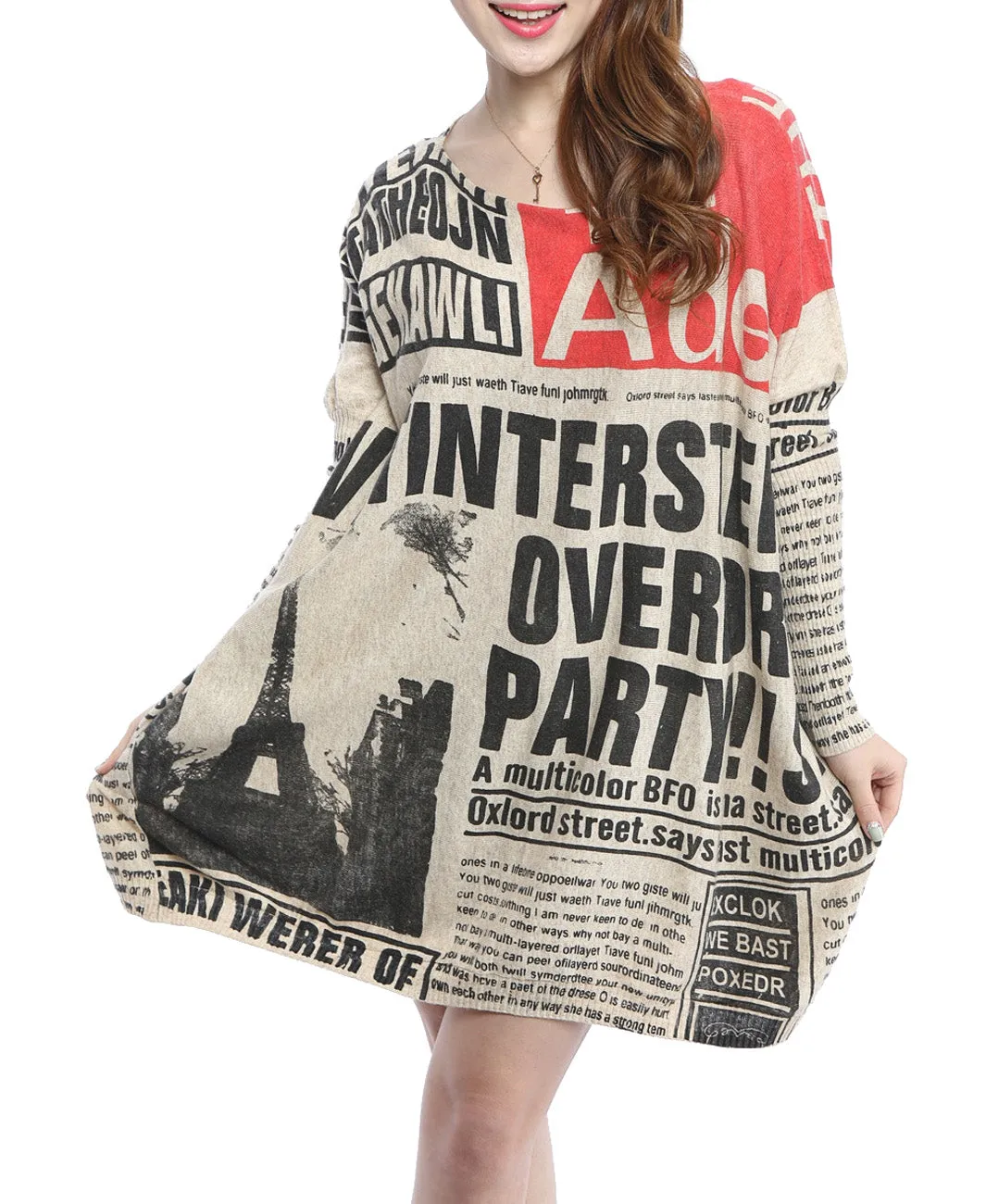 ❤ellazhu Women Fashion Painting Crew Neck Pullover Sweater OneSize GY269