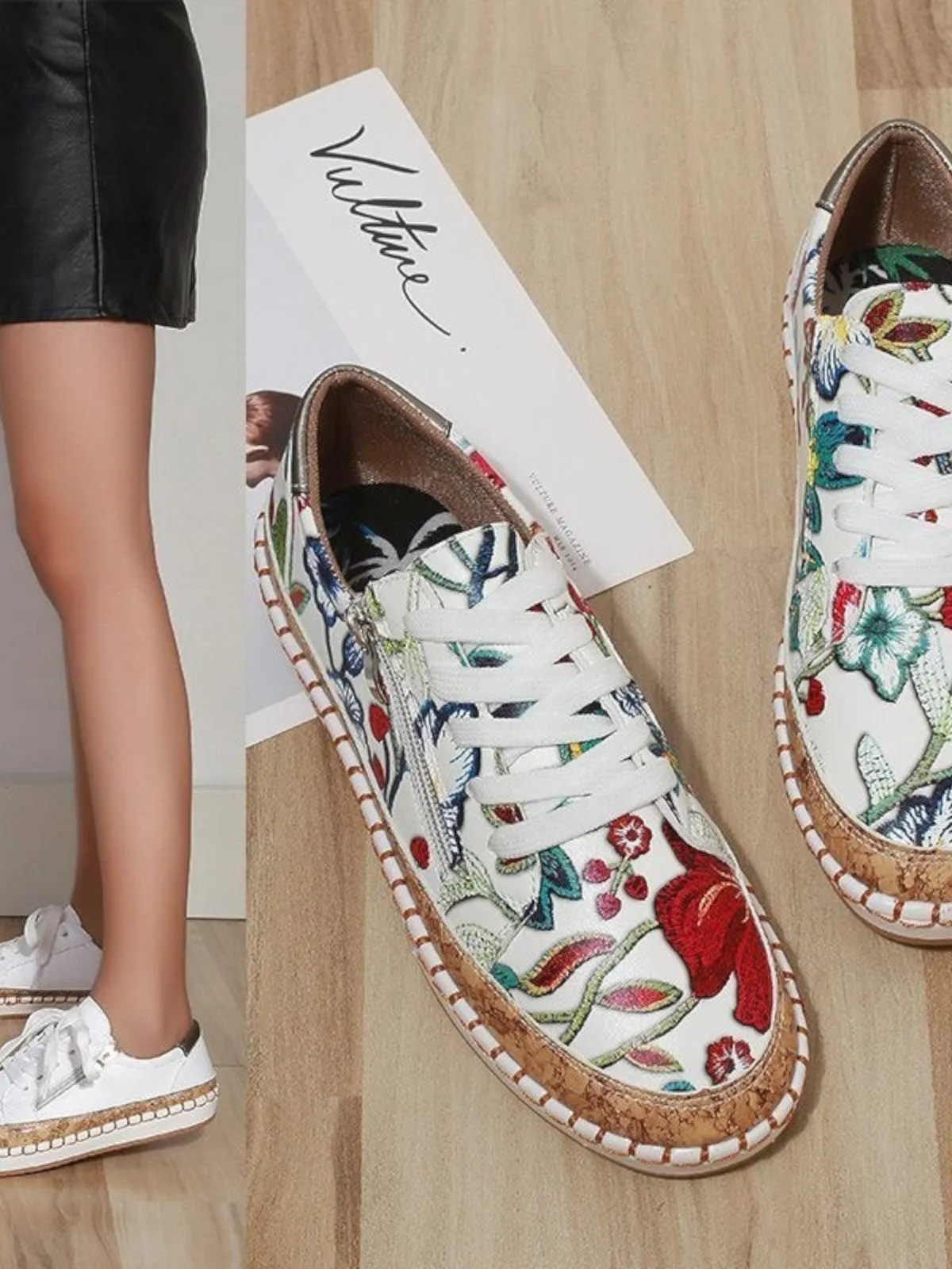 Evy Floral Color Print Sneakers