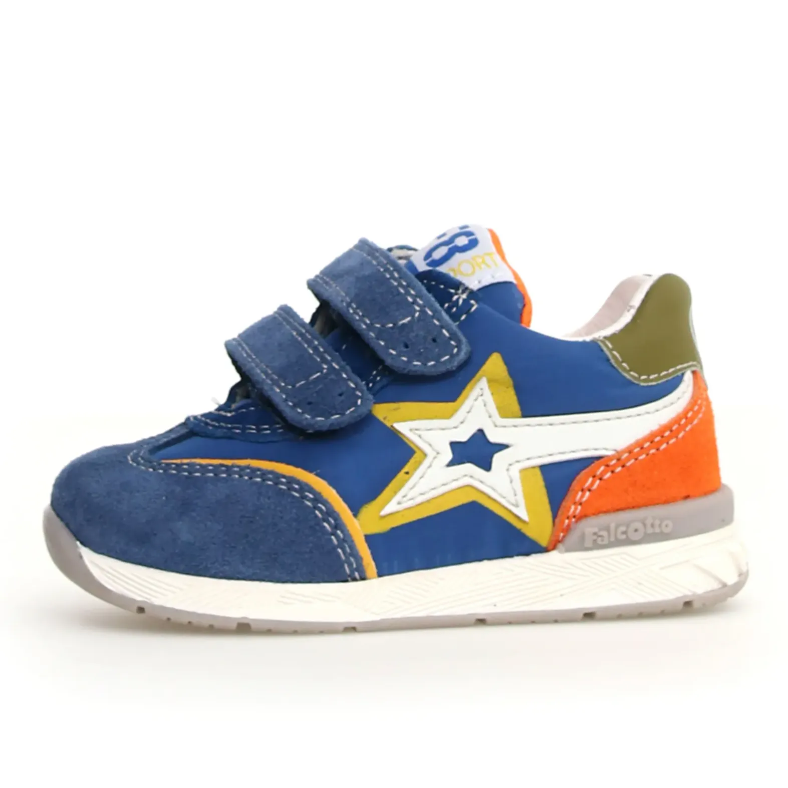Falcotto Boy's New Ferdi 3 Vl Sneakers - Azure / Orange / White