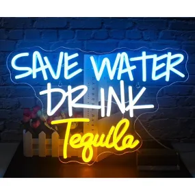 Fun Bright Colorful Save Water Drink Tequila LED Night Light Party Decor