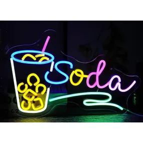 Fun Vivid Bright Colorful Soda Drink LED Night Light Shop Store Wall Sign