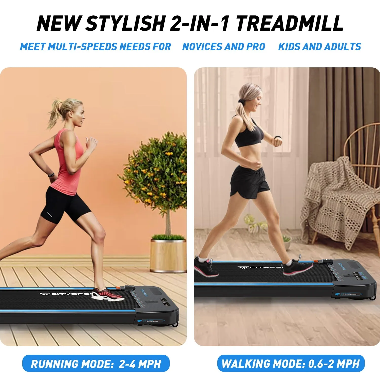 Gearstone Treadmills for Home, Walking Pad Treadmill W/ Audio Speakers