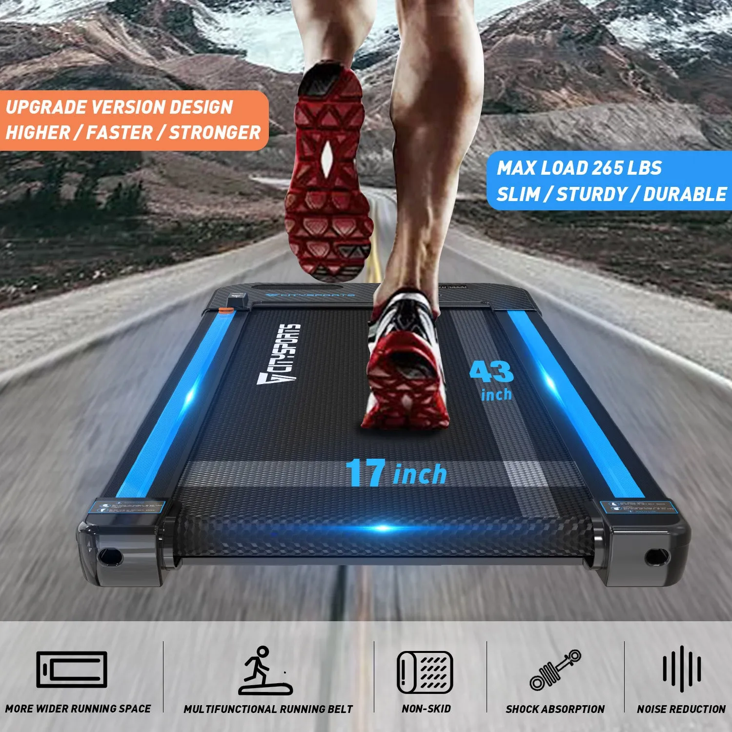 Gearstone Treadmills for Home, Walking Pad Treadmill W/ Audio Speakers