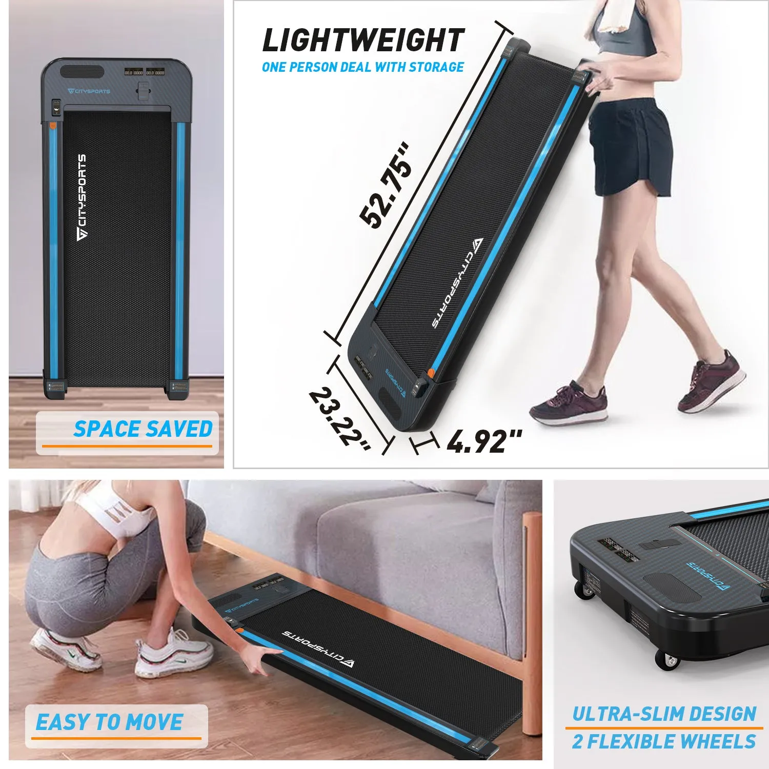 Gearstone Treadmills for Home, Walking Pad Treadmill W/ Audio Speakers