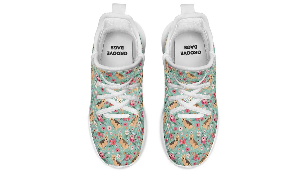 German Shepherd Flower Kids Sneakers
