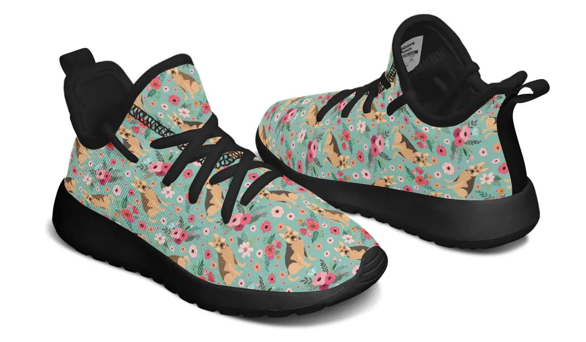 German Shepherd Flower Kids Sneakers