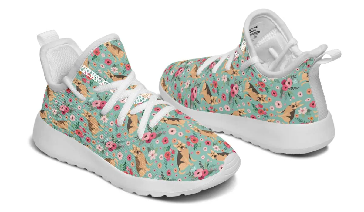 German Shepherd Flower Kids Sneakers