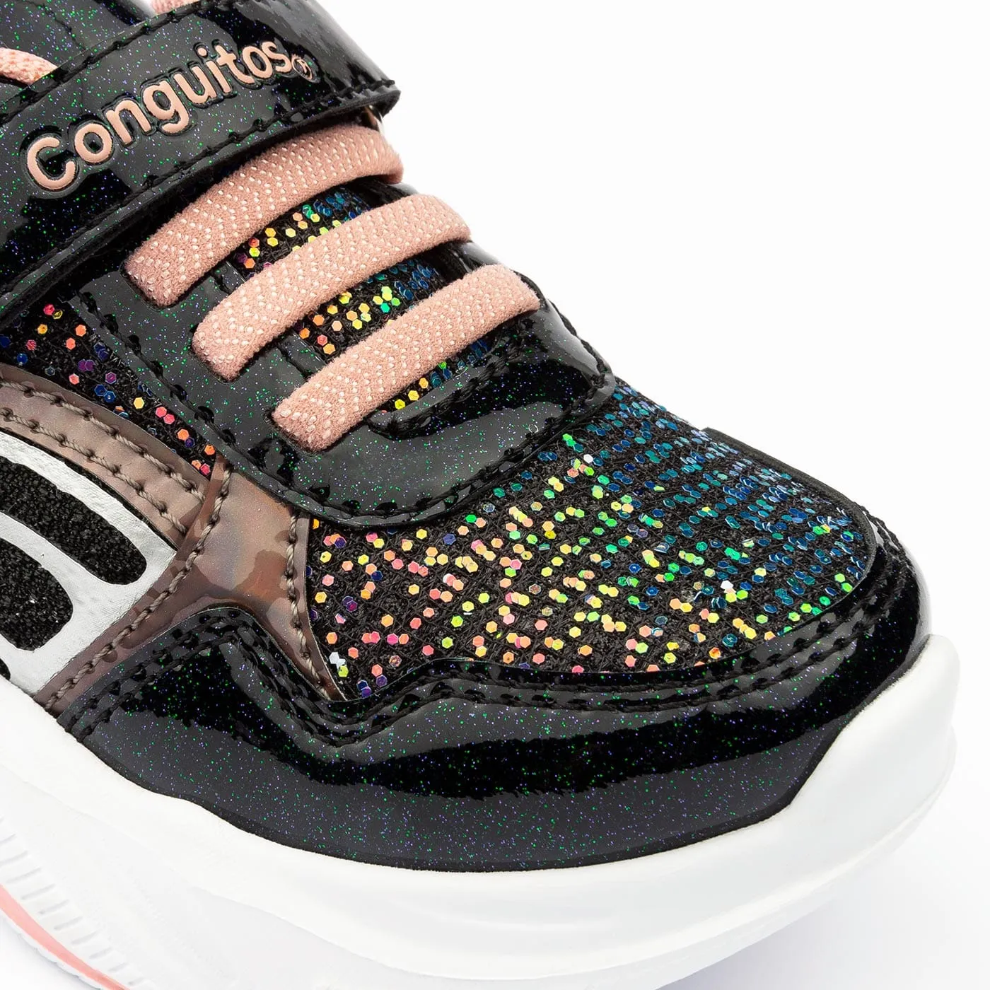 Girl's Black With Lights Sneakers Glitter