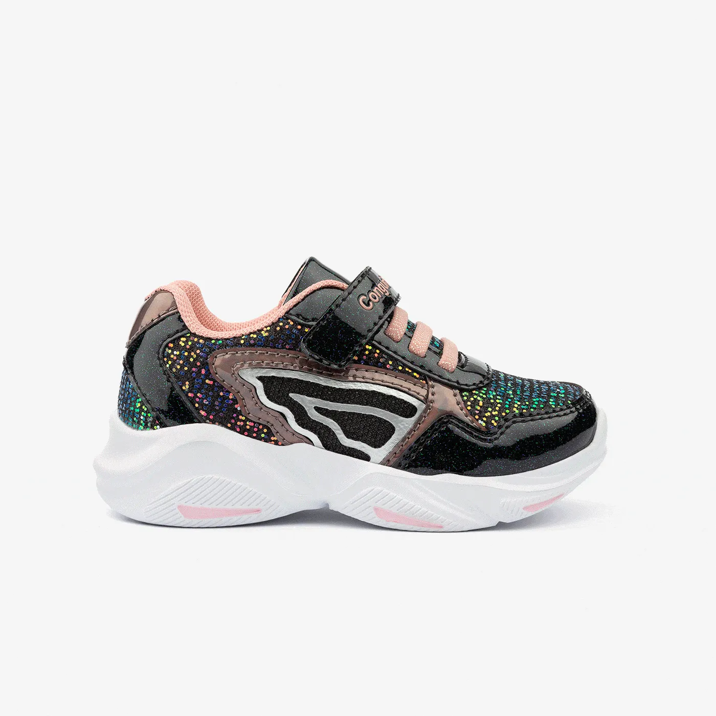 Girl's Black With Lights Sneakers Glitter