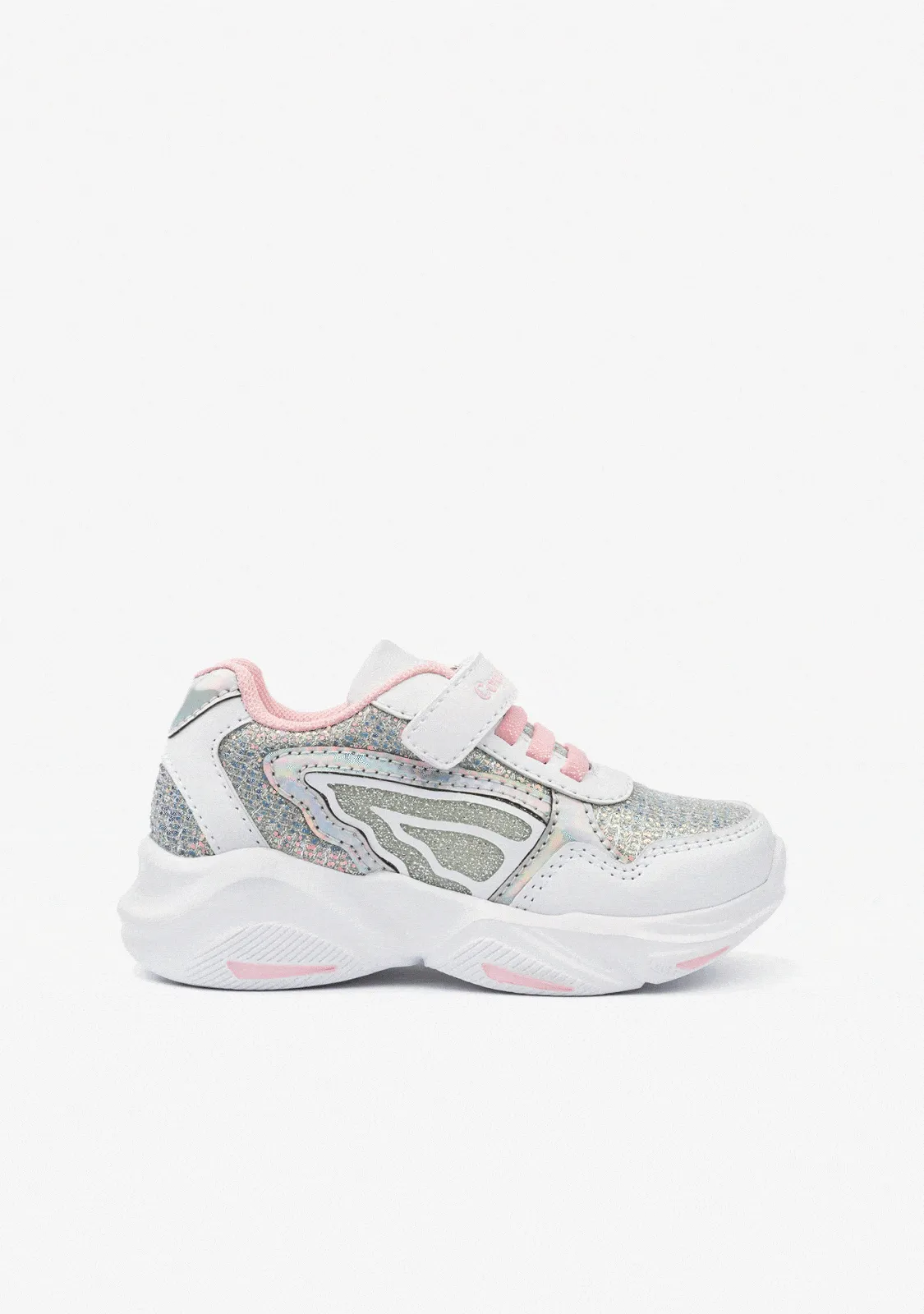 Girl's White With Lights Sneakers Glitter