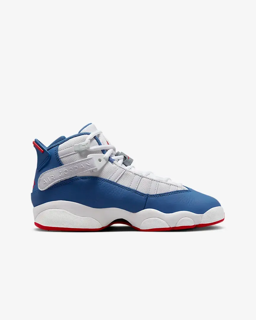 Jordan 6 Rings GS White True Blue University Red Grade School 323419-140