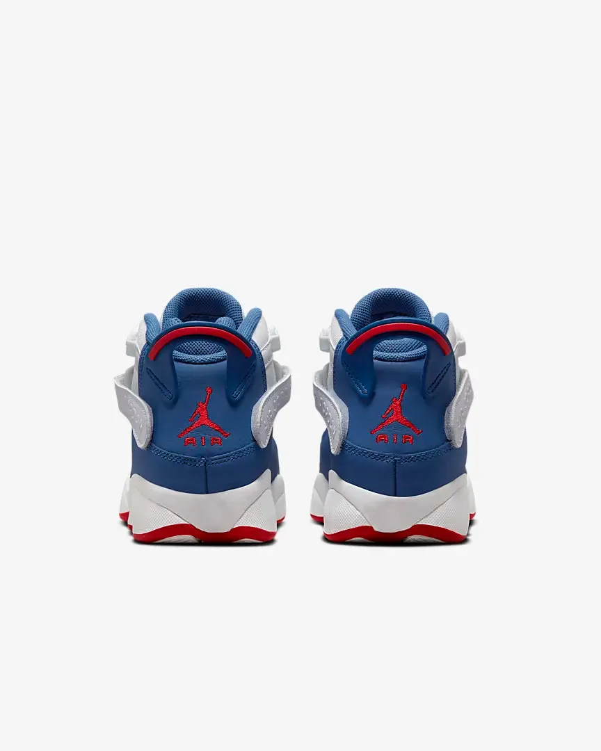 Jordan 6 Rings GS White True Blue University Red Grade School 323419-140