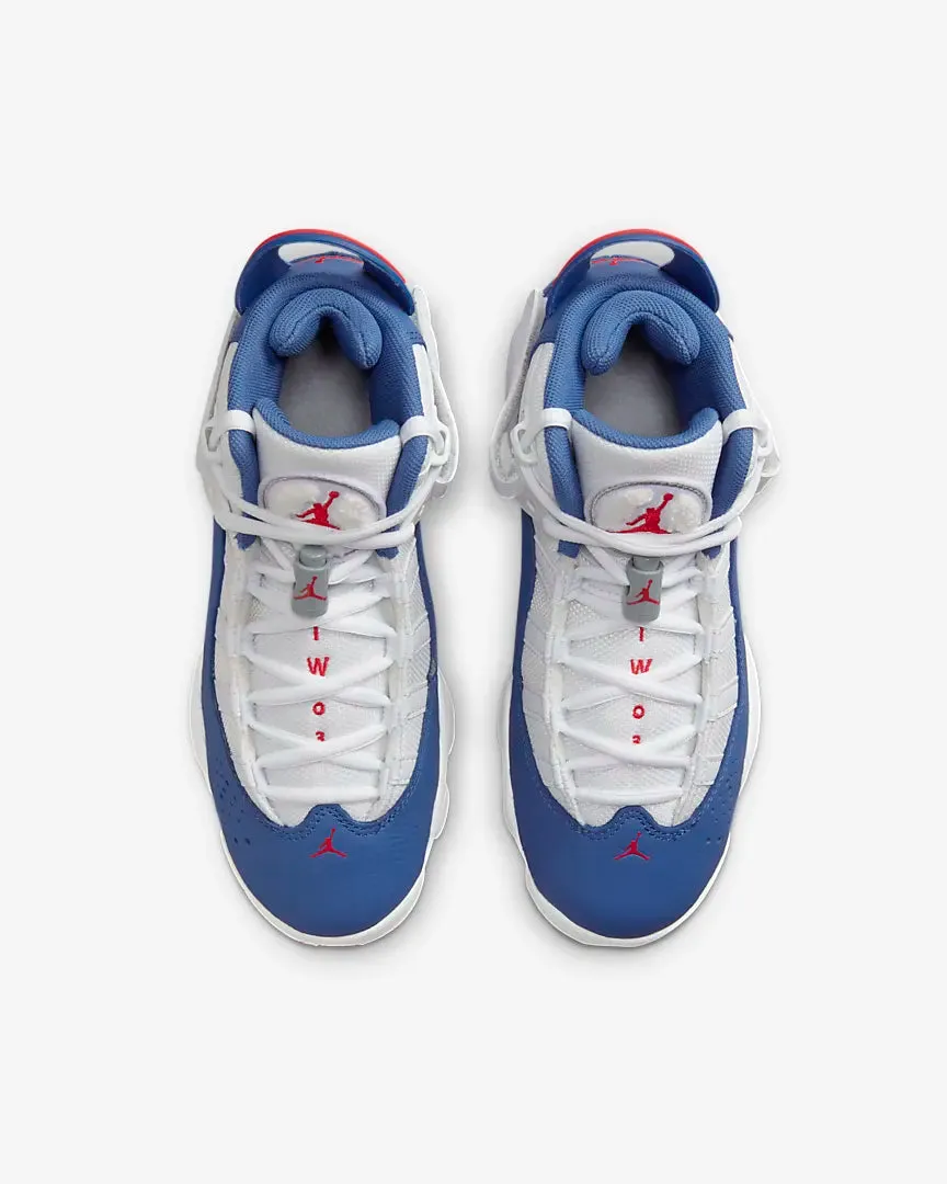 Jordan 6 Rings GS White True Blue University Red Grade School 323419-140