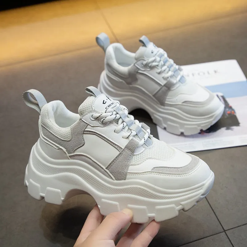 Lace Up Color Block Platform Chunky Sneakers