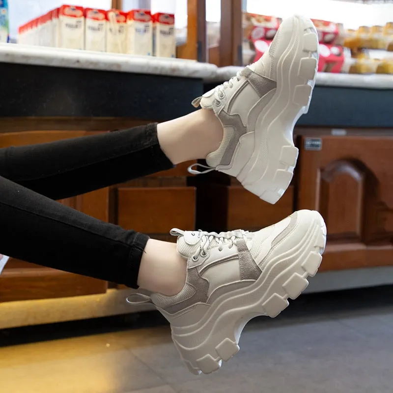 Lace Up Color Block Platform Chunky Sneakers